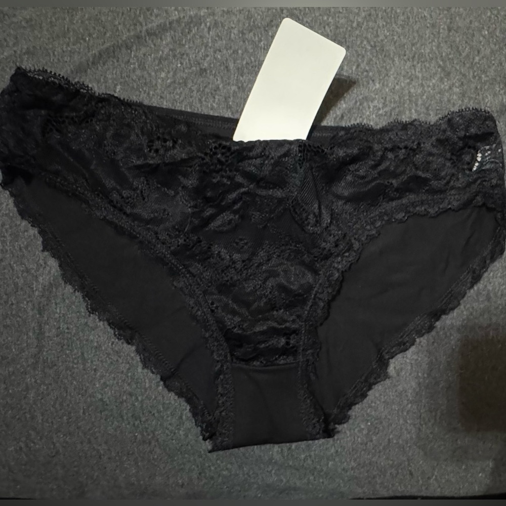 Lace Trim Black Panties
